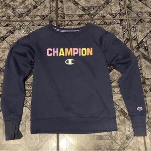 Champion Crew Neck Sweater in Blue and Pink
